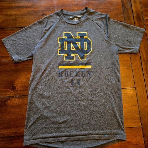 Under Armour Notre Dame Hockey Gray Active College T Shirt Adult Size Small - Picture 1 of 1